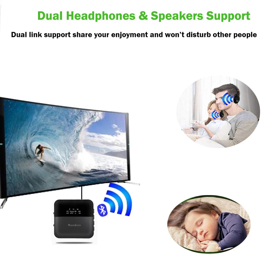 2 in 1 Wireless Bluetooth 5.0 Receiver Transmitter CSR8675 3.5mm Audio aptx HD LL optical adapter & Display Screen for TV Car