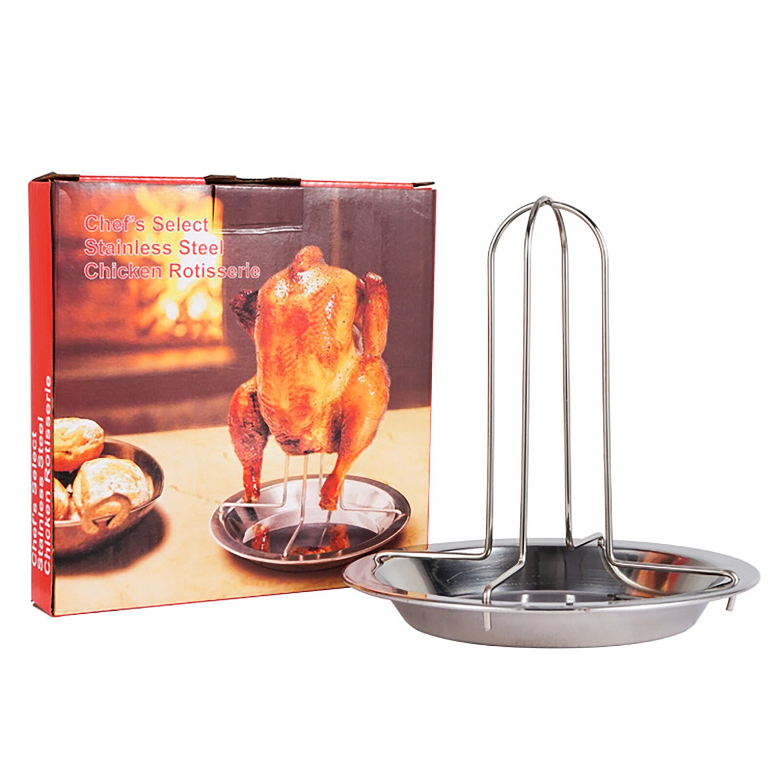 Soporte para asar pollo, rejilla antiadherente de acero al carbono FFT para barbacoa