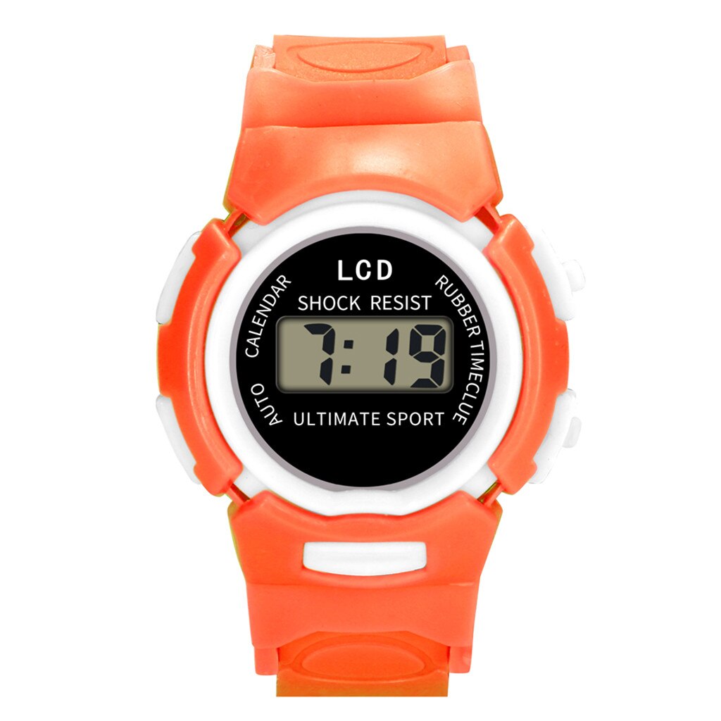 Barns utomhus pojke flicka larm analog digital multifunktion sport led vattentät barn armbandsur klocka  w50: Orange