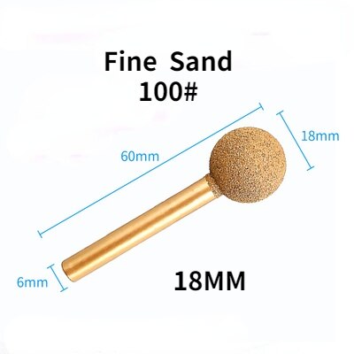 Gelötete Diamant Schleifen Kopf 6mm Schaft/Legierung Schleifen Kopf Grob Sand Feine Sand/stein Carving Schleifen Kopf sphärische: fein Sand  18MM
