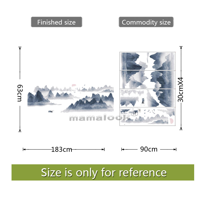 mamalook Chinese Style Sunset Landscape Wall Sticker Wallpaper Living Room Bedroom Background Mural Home Decor Stic: Default Title