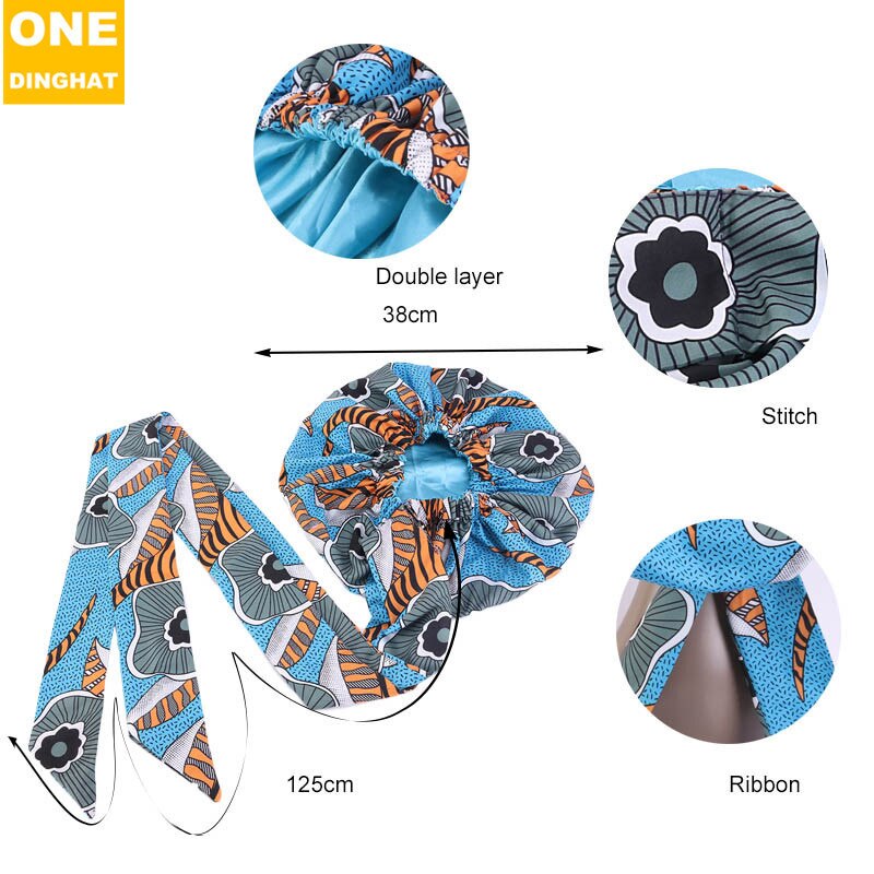 Grand couvre-chef africain Ankara en Satin pour femmes noires, couvre-chef de soins infirmiers, prêt à porter, chimio