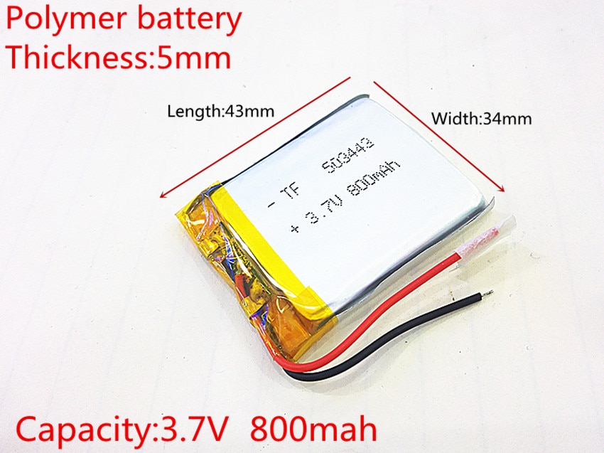 3.7V 800mAh 503443 Lithium Polymer Li-Po li ion Rechargeable Battery cells For Mp3 MP4 MP5 GPS