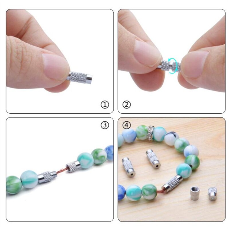20pcs 12x4mm Brass Screw Clasps Barrel Clasps Cord End Caps Jewelry End Tips Connectors for Bracelet Necklace Making Accessories