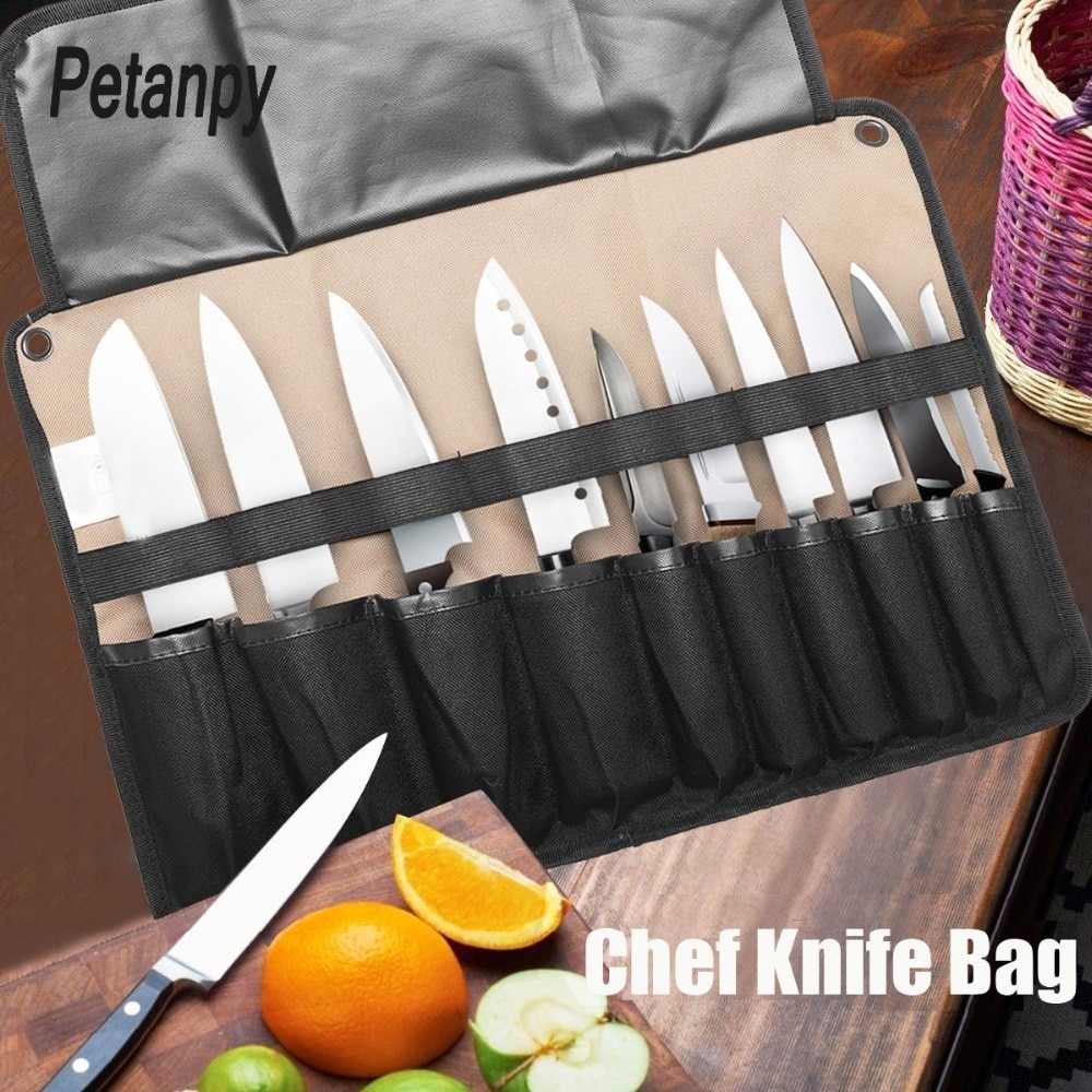 Kaffe bærbar kok knivpose rulletaske taske køkken madlavningsværktøj bærbar opbevaringspose 10 lommer i haven