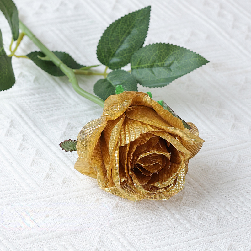 Kunstmatige Rose Takken Zijden Nep Bloemen Bruiloft Fotografie Boeket Thuis Woonkamer Tuin Rood Geel Zwarte Rozen Decoratie: Goud