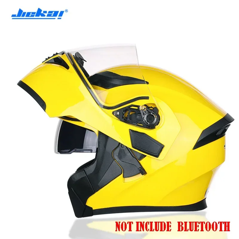 Bluetooth Helmet Flip Up Visor Dual Lens Casco Moto Cool Motorcycle Helmet Full Face Casco Black Motorbike Helmets Modular: Yellow / L