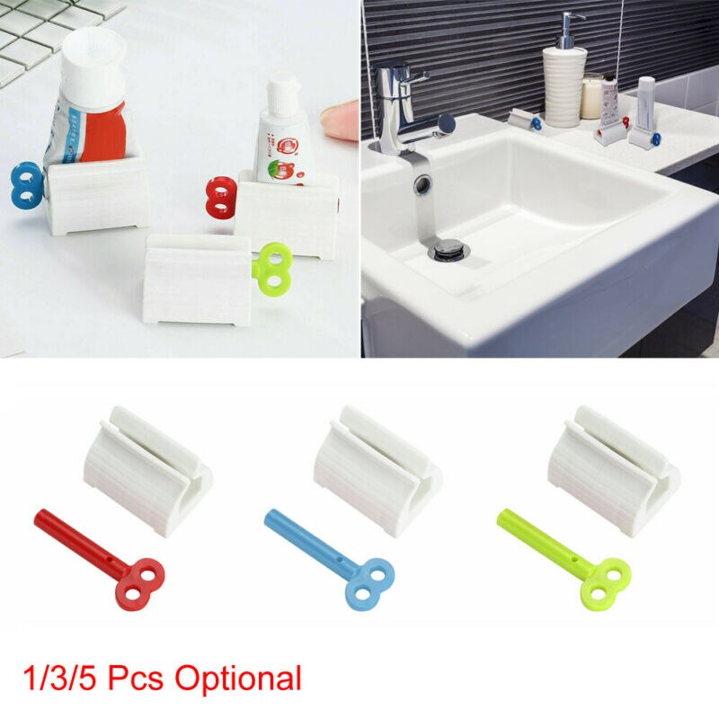 3 farver plast rullende rørpresser nyttig tandpasta let dispenser badeværelseholder praktisk tandpastapresser