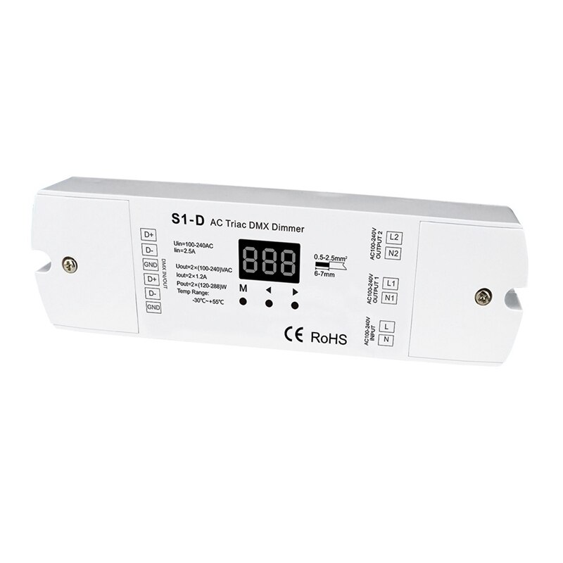 DMX512 Decoder S1-D AC Triac DMX Dimmer AC100 240V with Digital Display LED Controller Engineering Decoder