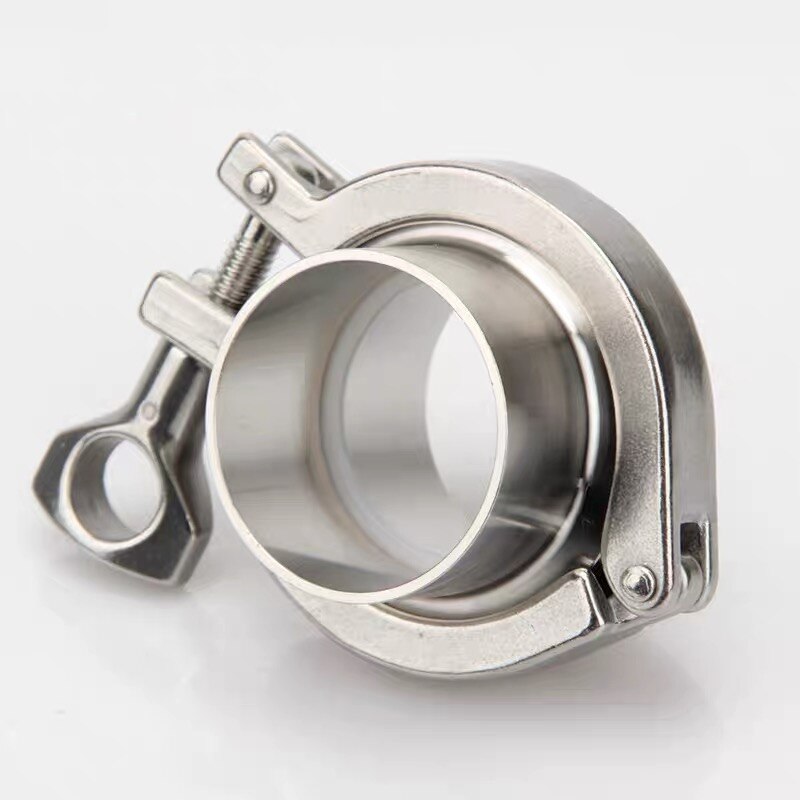 Union 51mm O/D Sanitary Tri Clamp Weld Ferrule + 2" Tri Clamp + Silicon Gasket Assembly 304 Stainless Steel For Homebrew
