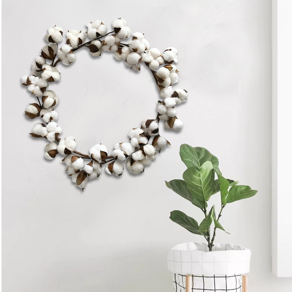 Guirnalda de algodón de flores secas de Navidad decoración de la puerta del hogar sala de estar dormitorio guirnalda de vacaciones
