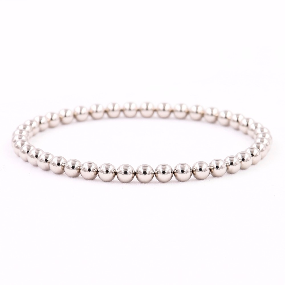 Bracelet magnétique Super fort couleur argent 5MM perles rondes réglables, garder un Bracelet sain pour les femmes et les hommes bijoux