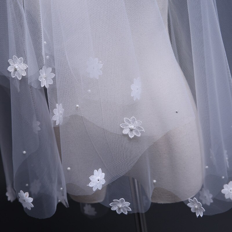 Ivory Lace Flower Appliques Wedding veil 2022 schleier trouwjurk Bridal veil wedding weil Short veil