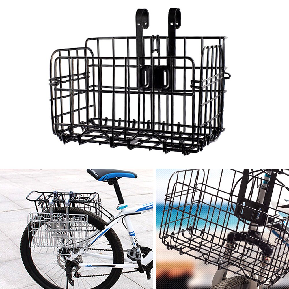 Cykel cykelkurv taske foldbar metal wire kurv forreste pose bag hængende kurv til mountainbike folde cykel