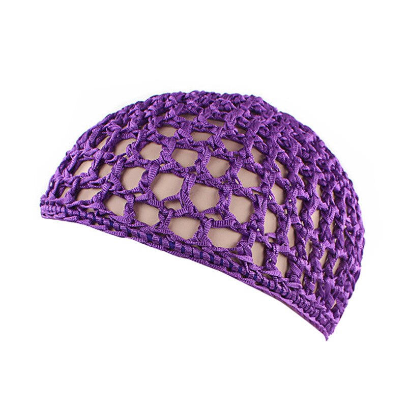 Filet à cheveux en maille pour femmes, bonnet de couleur unie, Turban de nuit pour dormir: Violet
