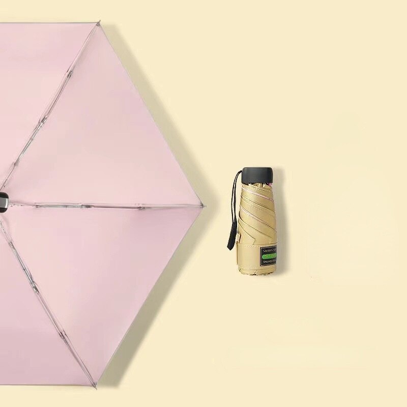 Petit parapluie plat léger et Portable, en titane, argent, titane, cinq plis, pliable, Portable
