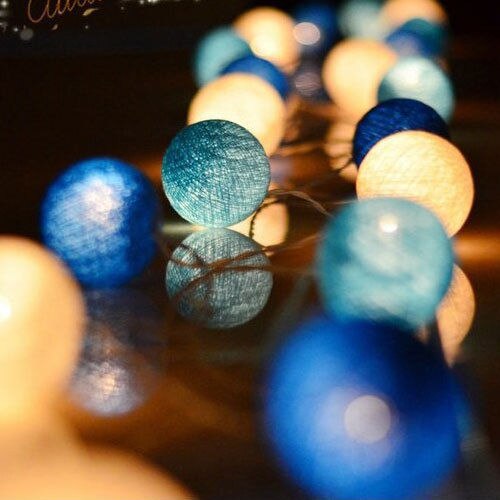 2,2 M 20 LED Baumwolle Ball Girlande Lichterketten Outdoor Dekoration Baby Bett Fee Lichter Hochzeit Weihnachten Beleuchtung Dekor: blue warm / By Battery