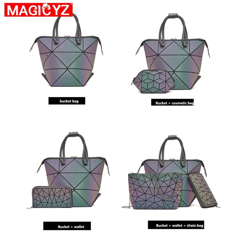 świetlny zestaw Crossbody torby dla kobiet 2020 geometryczne deformować torebki i torebki femme worek holograficzny pani torba na ramię