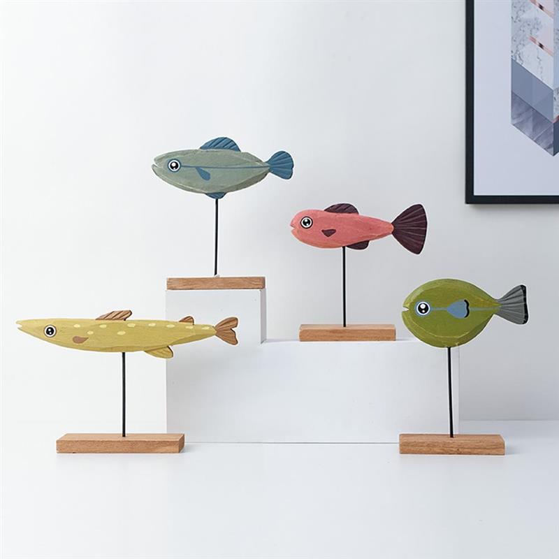 Houten Vis Ornamenten Office Desktop Decor Ambachten Houten Vis Desktop Versiering Decoratie Houten Decoratie
