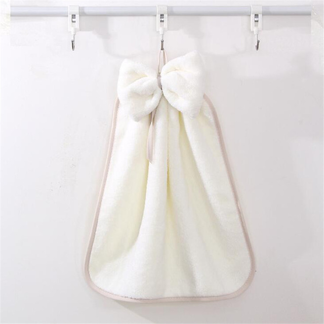 Bow Hand Towel Microfiber Fabric Quick-Dry Water absorption Dry Hanging Wash Hand Towel Kids Daily Using Kitchen Toilet Towels: color 1