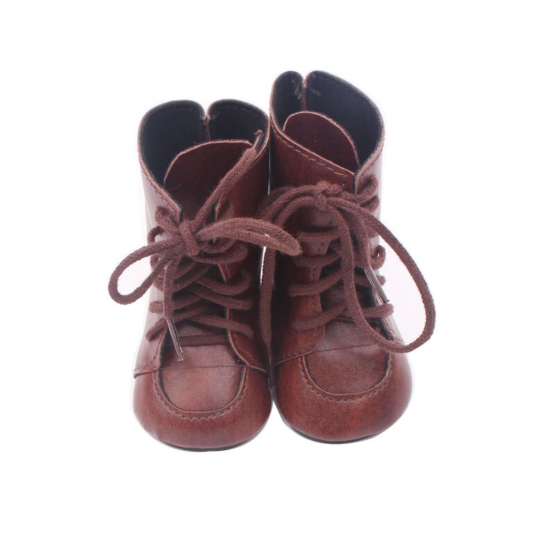 Zapatos de 18 pulgadas para niñas, botas Martin con cordones marrones, zapato de PU, accesorios de juguetes para bebés recién nacidos, muñecos para niños s104 de 40-43 Cm