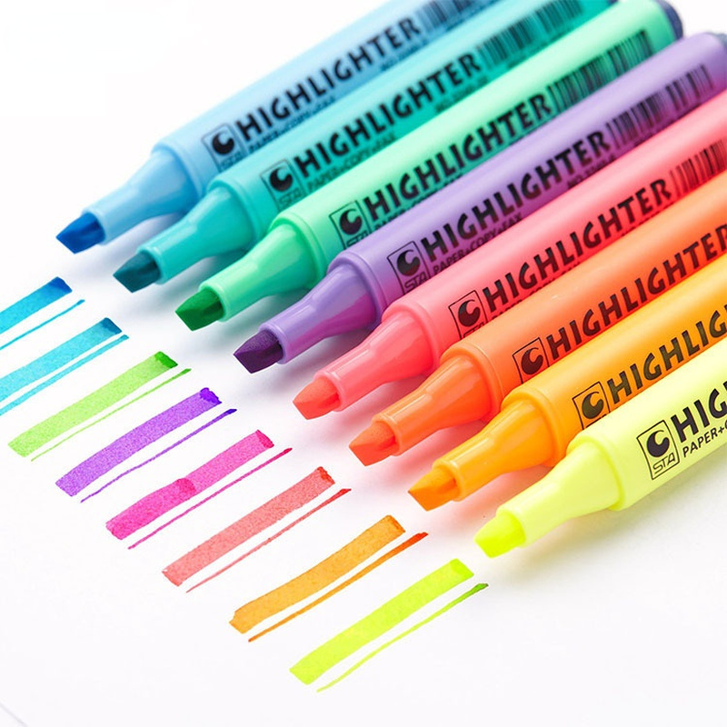 mini highlighter maling tusj tegning flytende kritt brevpapir skolekontor rekvisita 1 stk