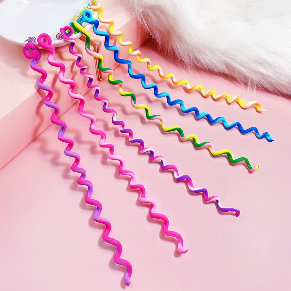 1 sæt /6 stk regnbue farve pandebånd hårbånd krystal langt elastisk hårbeklædning til pige hovedbeklædning børnehår tilbehør værktøj: Flerfarvet sæt 4