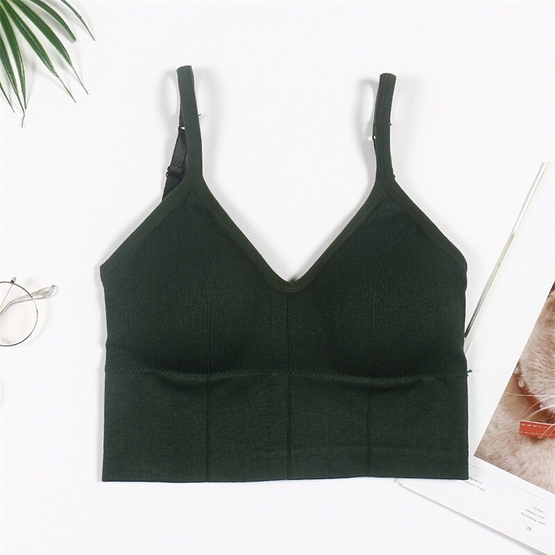 Women Sport Bra Top Black Padded Yoga Brassiere Fitness Sports Tank Top Female Sport Yoga Bra Push Up Sports Bra B0192: Green