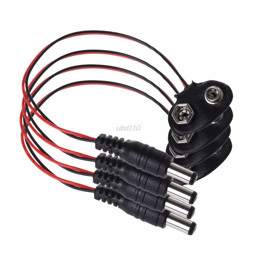 4Pcs 9V PP3 Power Cable Battery Clip With 2.1mm ID X 5.5mm outer DC Plug End Feb Whosale