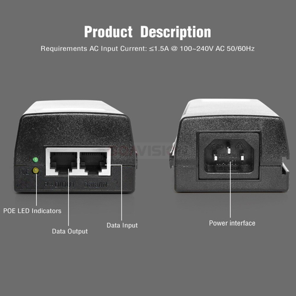 1000 mbps gigabit 60w hi power poe injector yhteen... Grandado