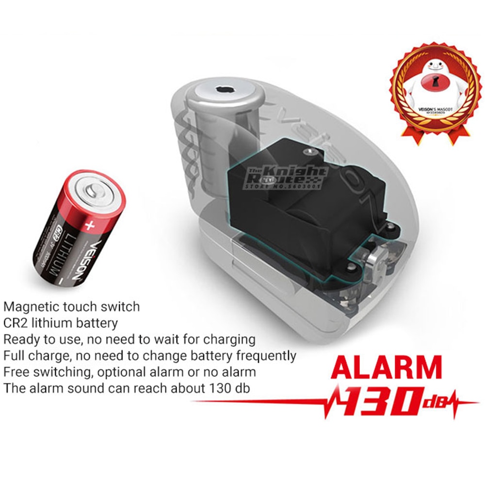 VEISON 130dB Motorrad Alarm Fahrrad sperren Anti-diebstahl Vorhängeschloss Zubehör Motorrad Fahrrad Rabatt sperren Quad sperren Legierung Rolle