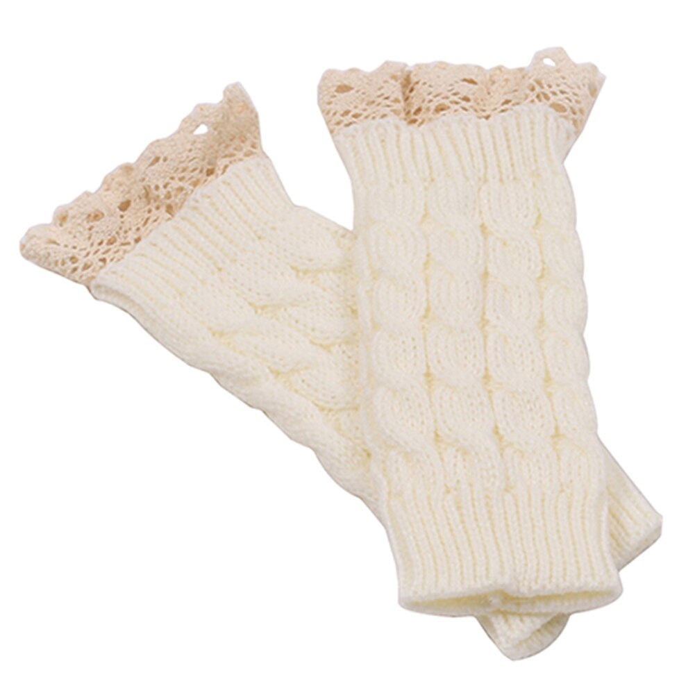 Mitaine longue en dentelle tricotée au Crochet pour femme, gants chauds pour les bras et les poignets, hiver automne