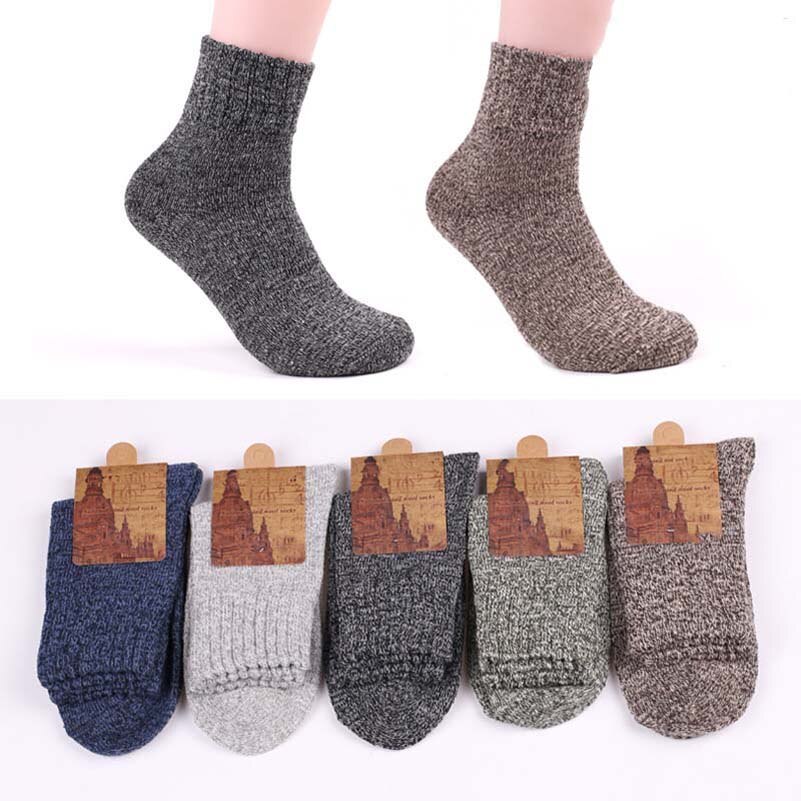 Lkwder 5 par/parti witner mænd sokker tykke varme uld sokker vintage jule sokker farverige sok meias calcetines hombre: G