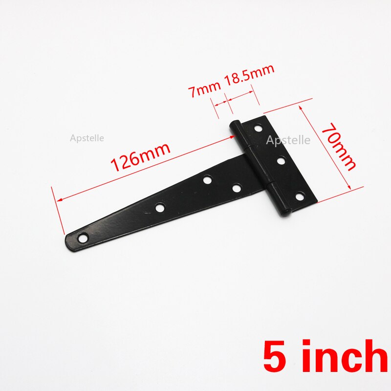 1 Pcs Black Paint T Shape Triangle Hinge Cabinet Shed Wooden Door Gate Hinges Hardware: 5 Inch
