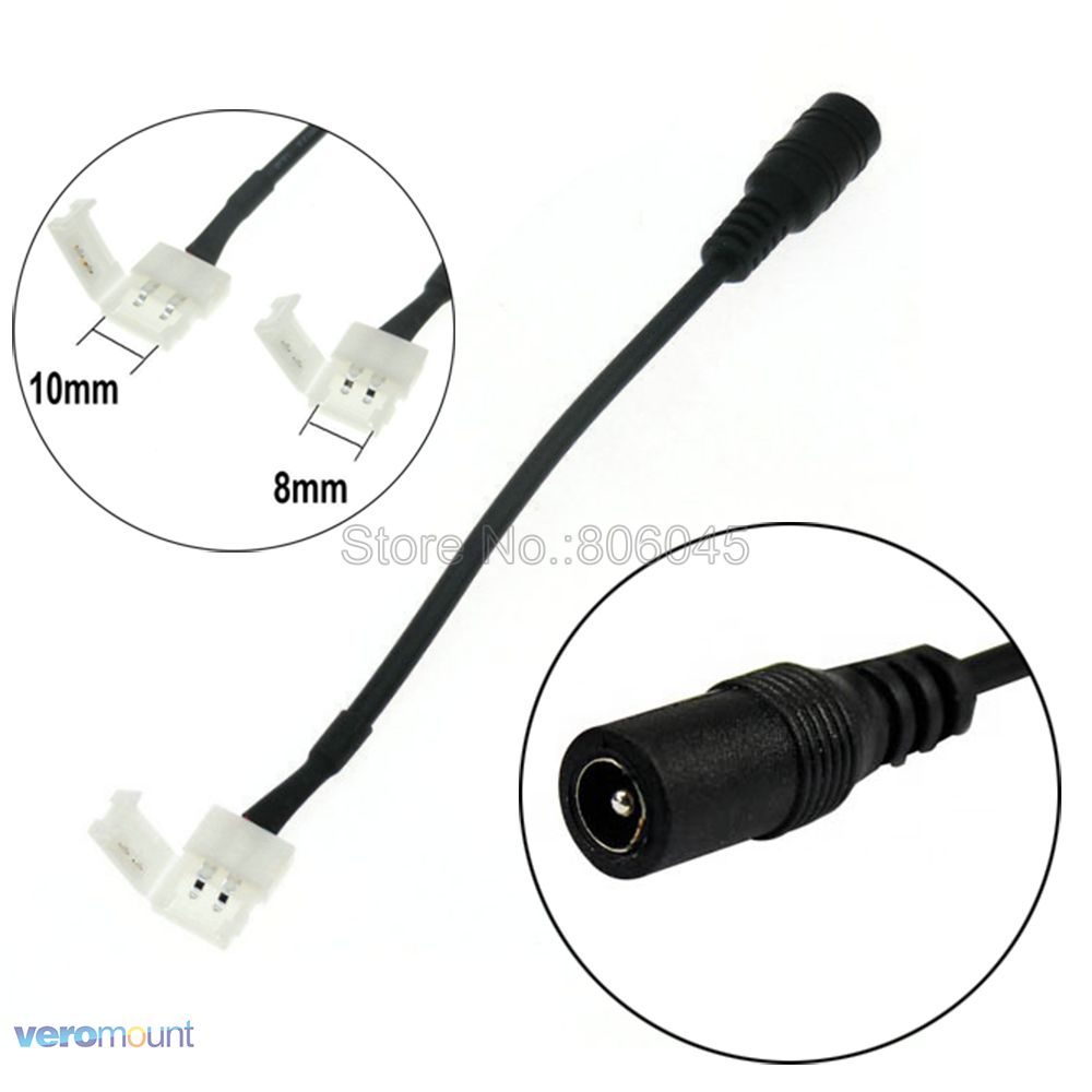 10Pcs 8Mm 10Mm 2pin Vrouwelijke Vat Dc Adapter Strip Power Connector Kabel Gratis Solderen Voor Smd 5050 5630 3528 Led Strip
