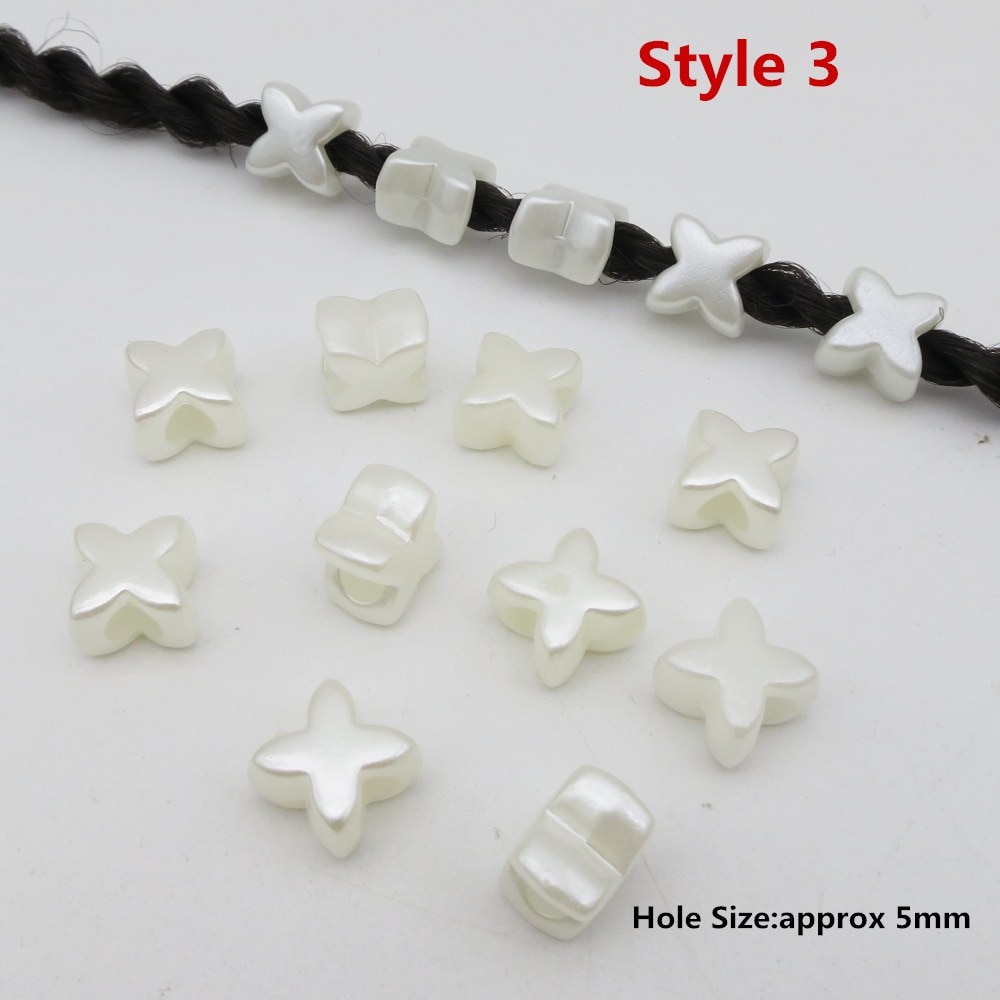 20pcs/pack Crochet Braids Pearl White kids girls women Hair braid Dreadlock Beads rings tube hair Accessories