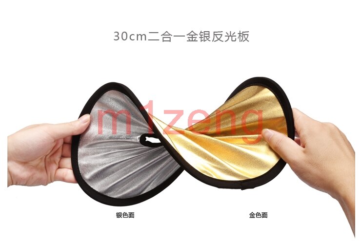 30cm 2 in 1 Gold Silber Hohlen Kreis Runde Objektiv-montieren Tragbare Falten Licht-Reflektor für Fotografie foto Studio
