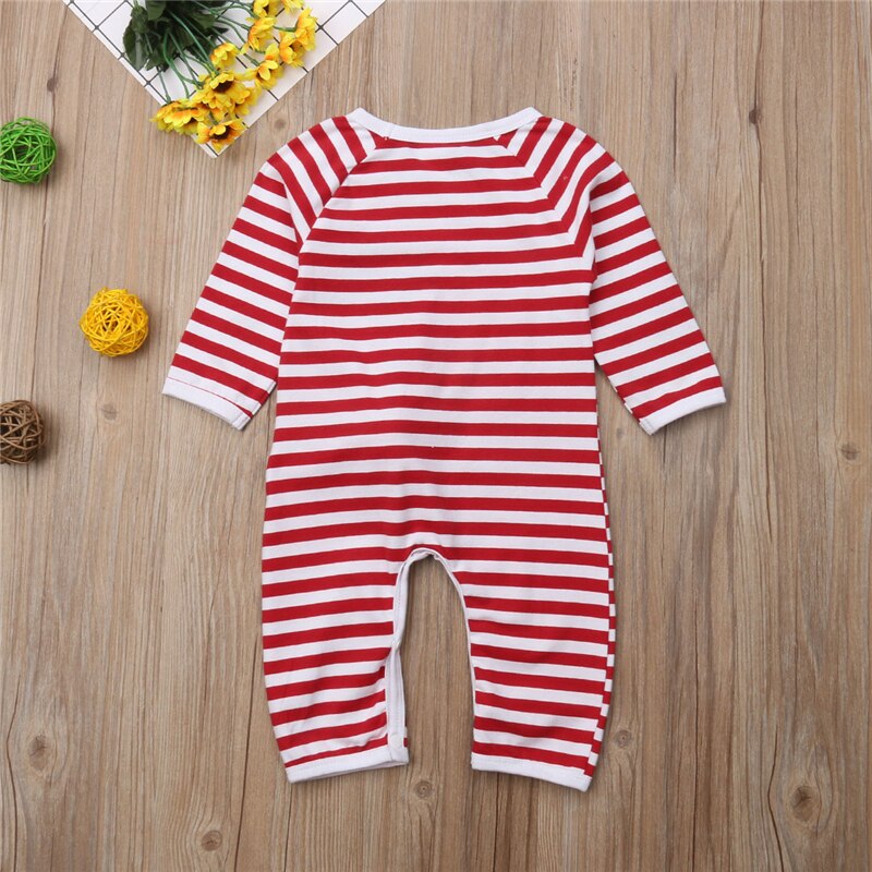 Leuke Pasgeboren Baby Meisje Jongen Xmas Herten Kostuum Gestreepte Romper Jumpsuit Outfits Kerst Kleding 0-18 m 6 m 9 m