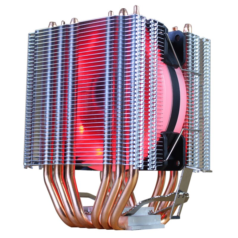 CPU Cooler 6 Heat-Pipes Dual-Tower Cooling 9cm RGB Fan LED Fan Support 3 Fans 3PIN CPU Fan For AMD And For Intel: 1 Fan LED 4pin Red