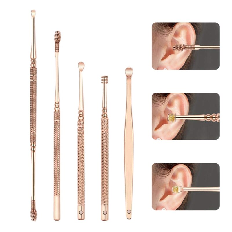 Ear Pick Set,7 PCS Stainless Steel LED Light Earwax Removal Tool Kit for Ear Cleaning with Storage Case