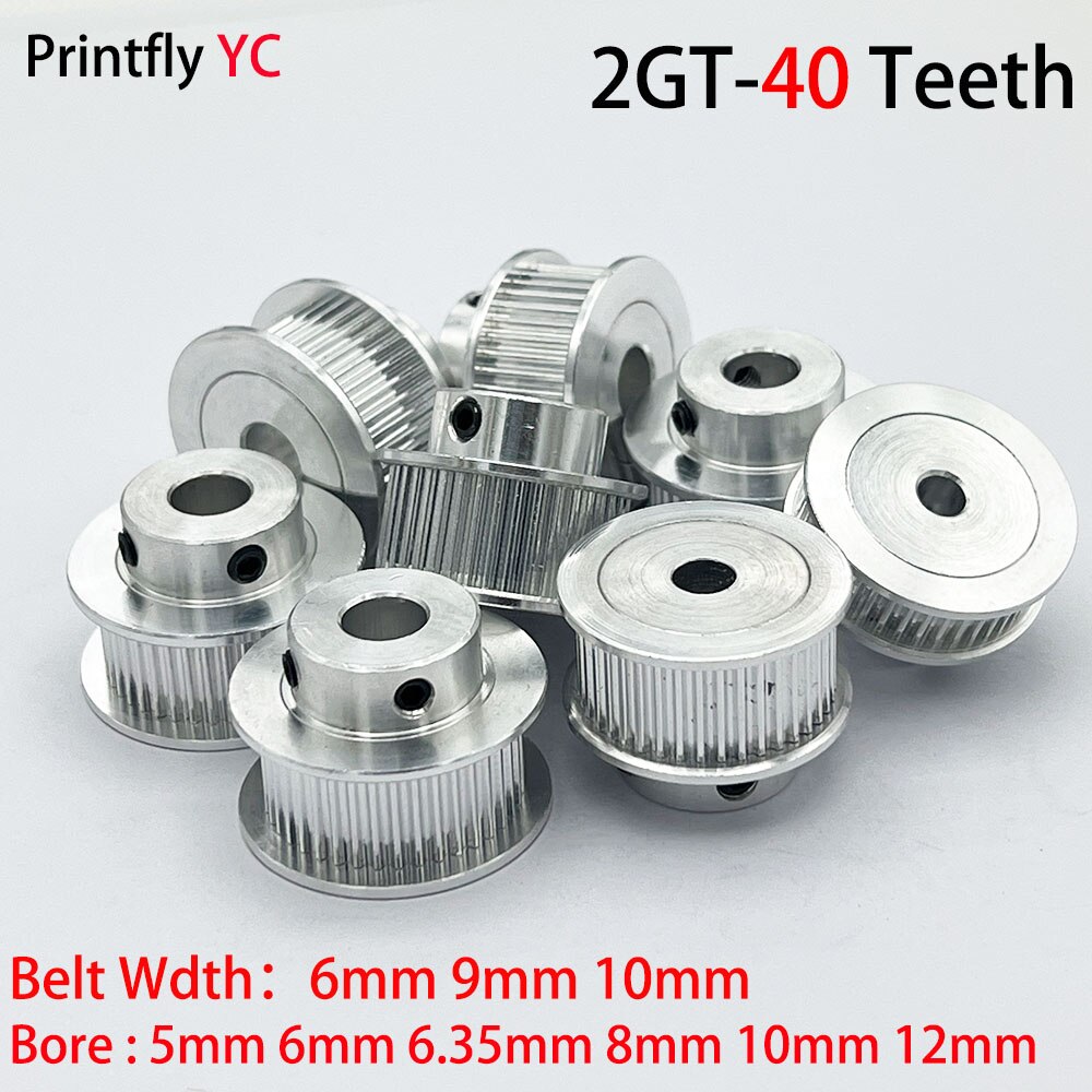 3D Printer Parts40 Teeth 2GT 2M Timing Pulley Bore 5/6/6.35/7/8/10/12mm for GT2 Synchronous belt width 6/9mm small backlash 40Te