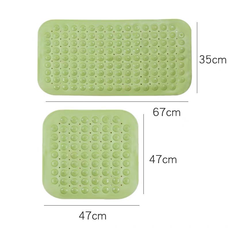 Anti-sliding shower mat 36x70cm from the corner shower mat slice of anti-slip rubber suction of antibacterial bath mats: green