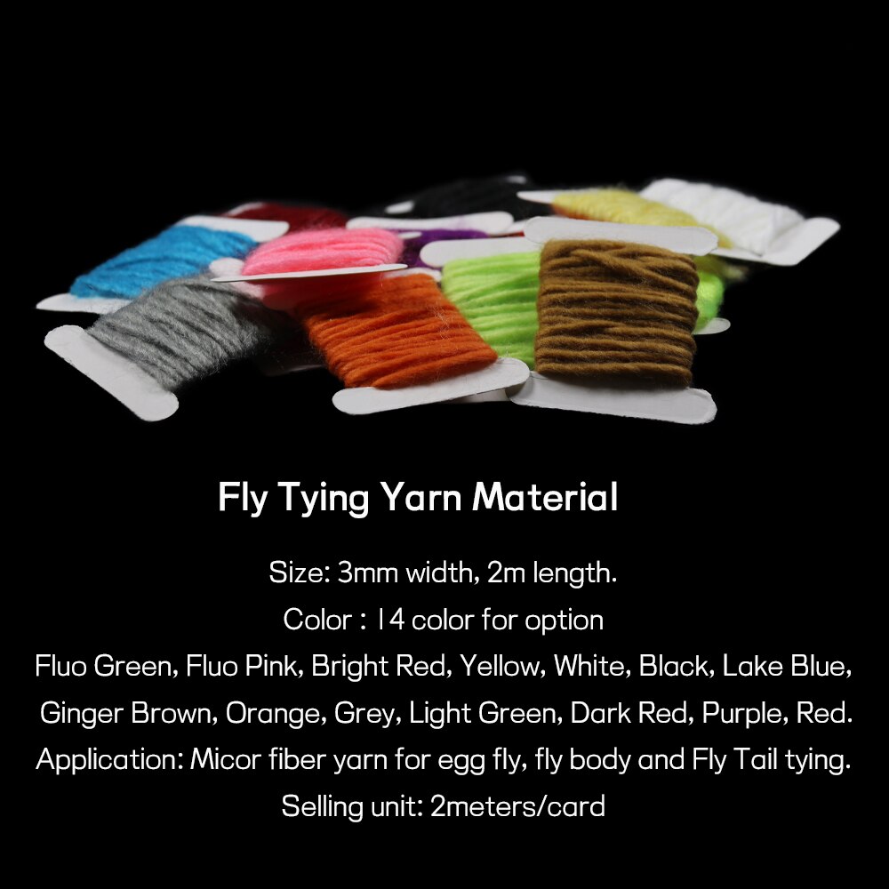 WIFREO 14 Colors 3mm/2M Fly Tying Yarn Egg Fly Tying Material Buzzer Nymph Body Tail Tying Fiber Fly Body Decorating Wool