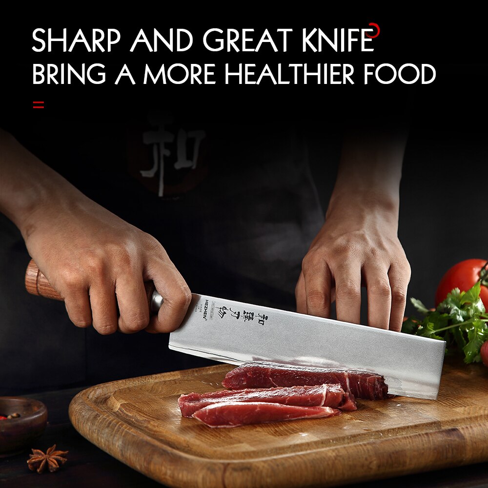 HEZHEN 7 Inches Slice Knife Prefessional 3-Layer Composite Stainless Steel kitchen knives Cutting Meat Cook Knife