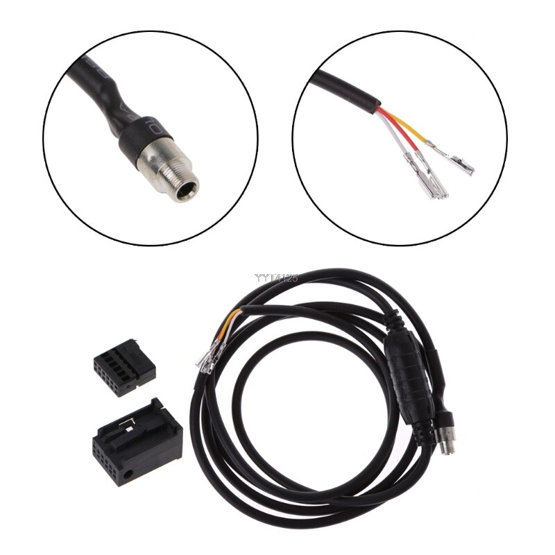 car 3.5mm 12Pin AUX Auxiliary Wire Black Music Audio Cable For BMW E60 E63 5 6 Series