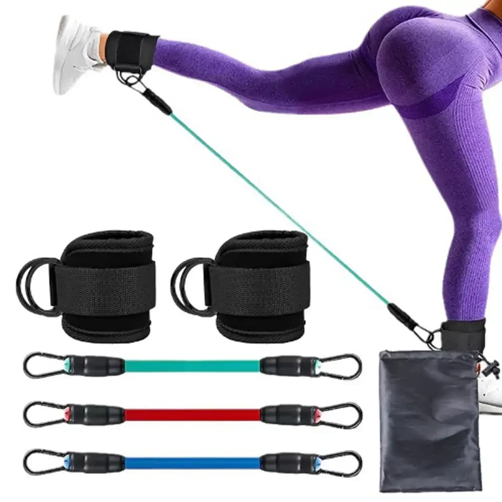 Ankle Straps Resistance Bands Set Fitness Workout Exercise Equipment Ankle Weight Yoga Elastic Fitness Band For Gym Man Woman: GRAY