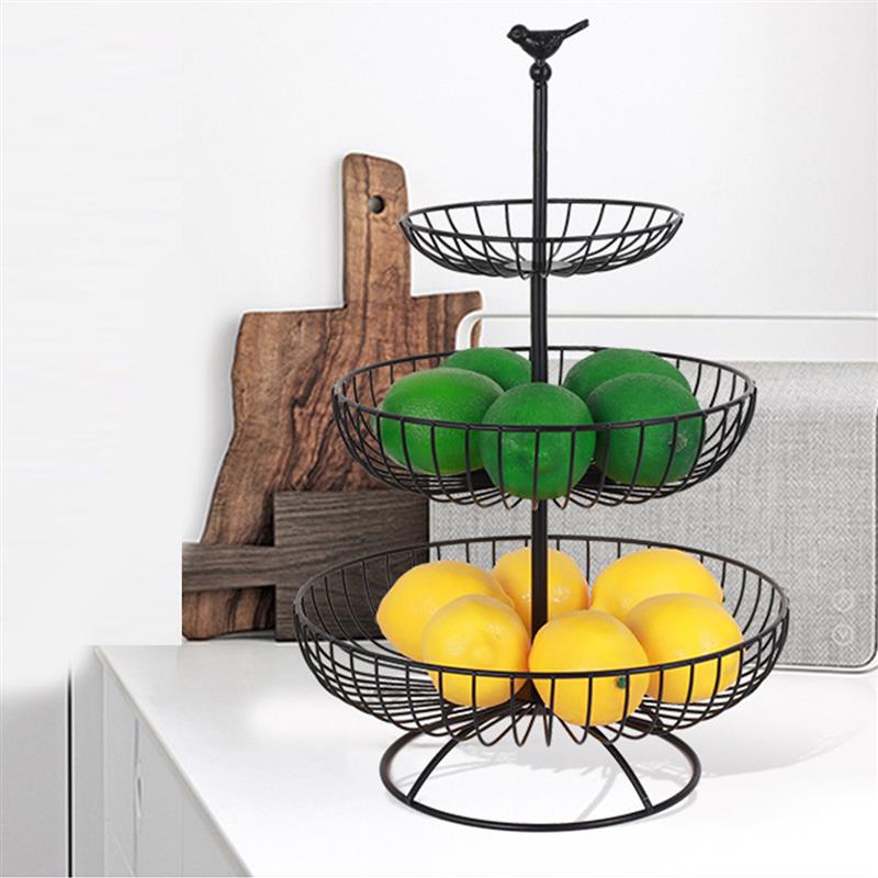 3 Tier Fruitmand Metalen Fruitschaal Tray Stand Opslag Mand Ronde Taart Opslag Plank Voor Opslaan Organizing Groenten Fruit