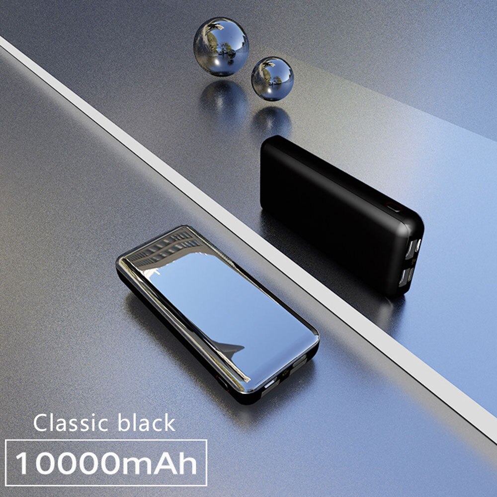 Mini Power Bank Draagbare Spiegel: 10000mAh Black