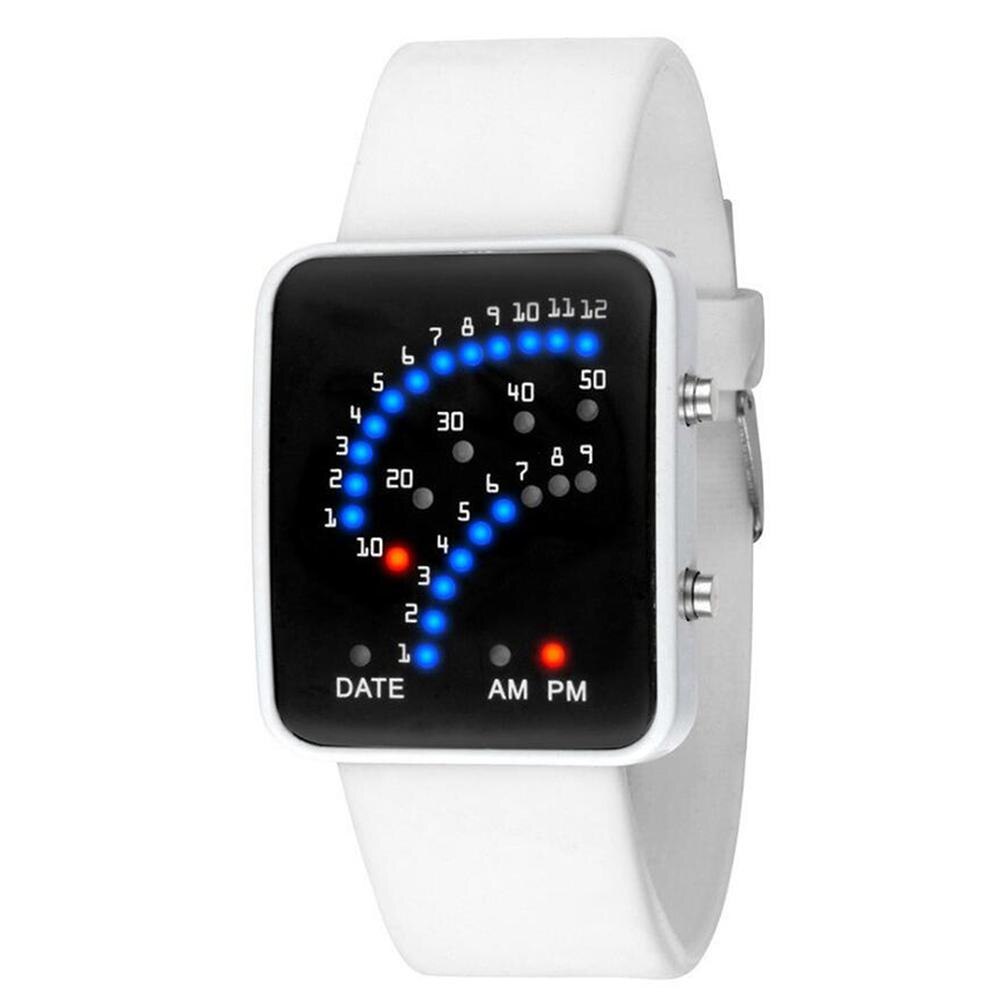 Quartz armbandsur herr lyx herr digital led sportklocka herr utomhus elektronisk klänning klocka relogio masculino klocka: Vit