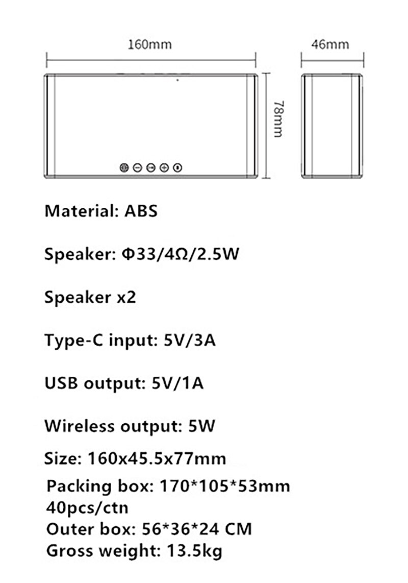 LED Electronic Alarm Clock Temperature Time Display With Wireless Mobile Phone Charging FM Radio Bluetooth Speaker Alarm Clocks